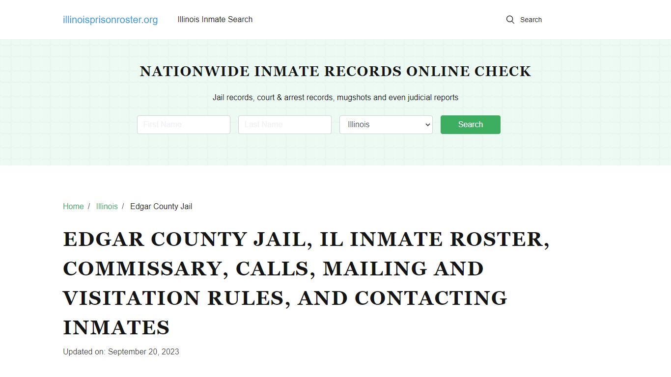 Edgar County Jail, IL Offender Search, Calls, Contacts
